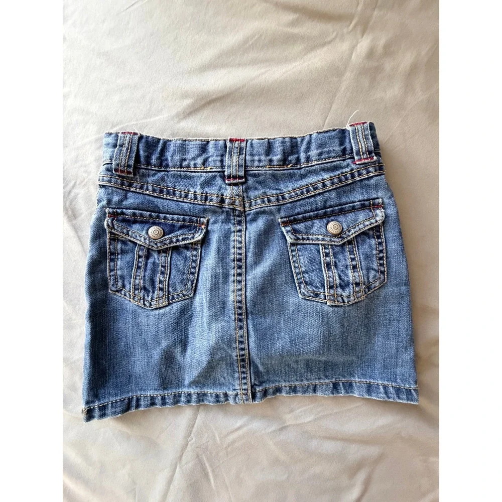 Gymboree Girls Blue Denim Skort Size 5 Adjustable Waist Cotton Jean Skirt Shorts
